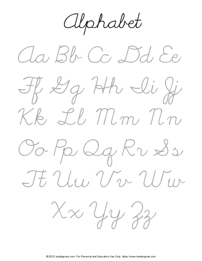 free printable cursive worksheets