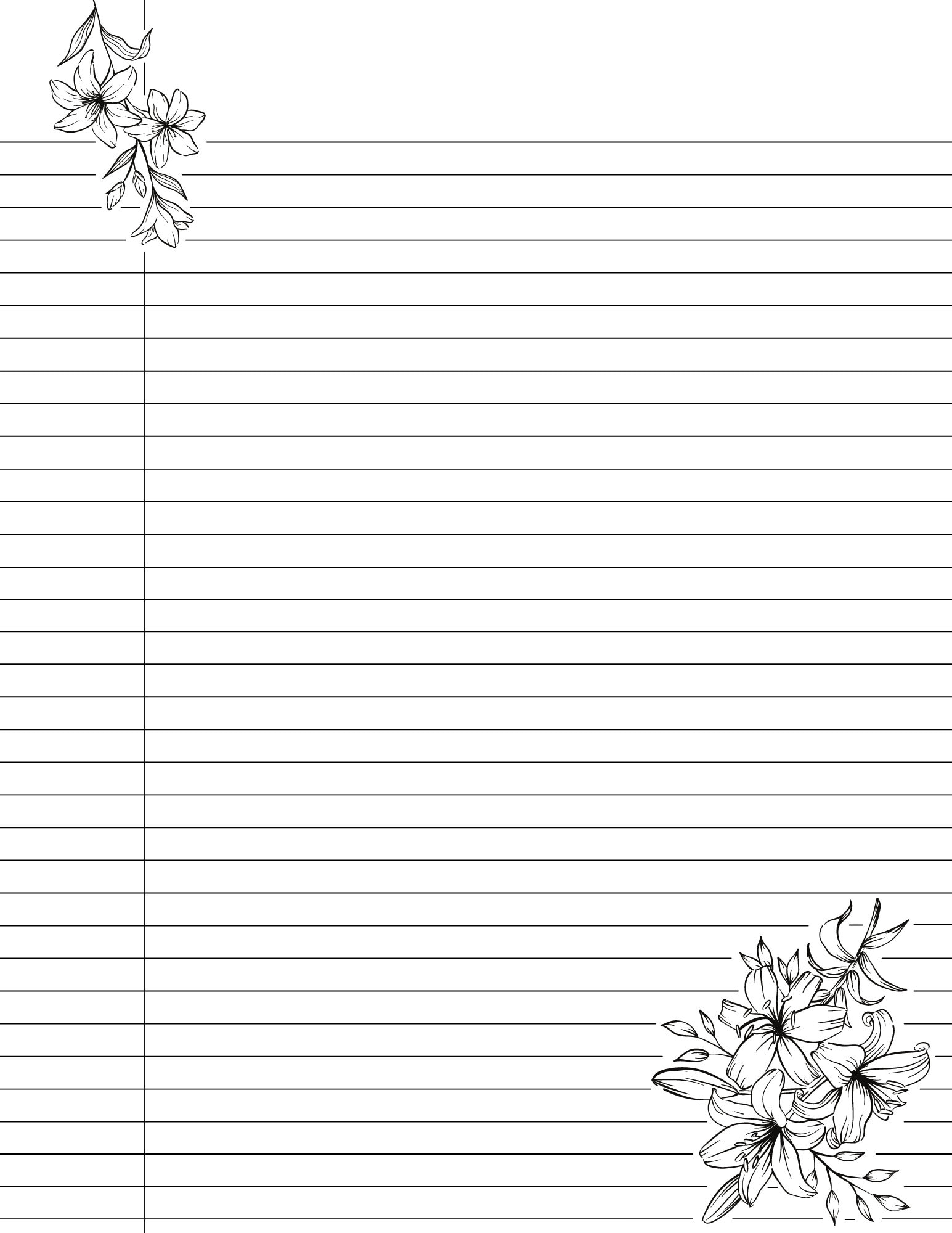 Cute Printable College Ruled Lined Notebook Paper With Margins 