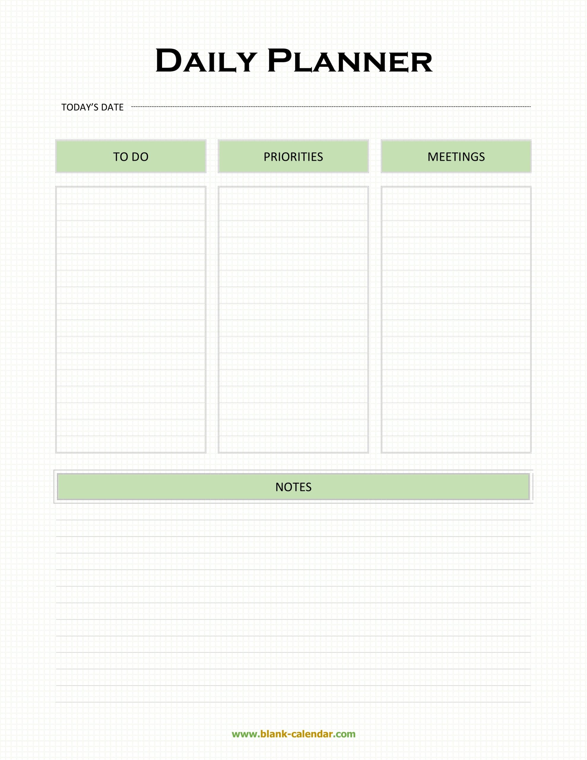 free printable daily calendar day planner