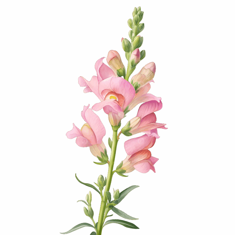 Delicate Pink Snapdragon Flower Illustration Delicate Pink Rose