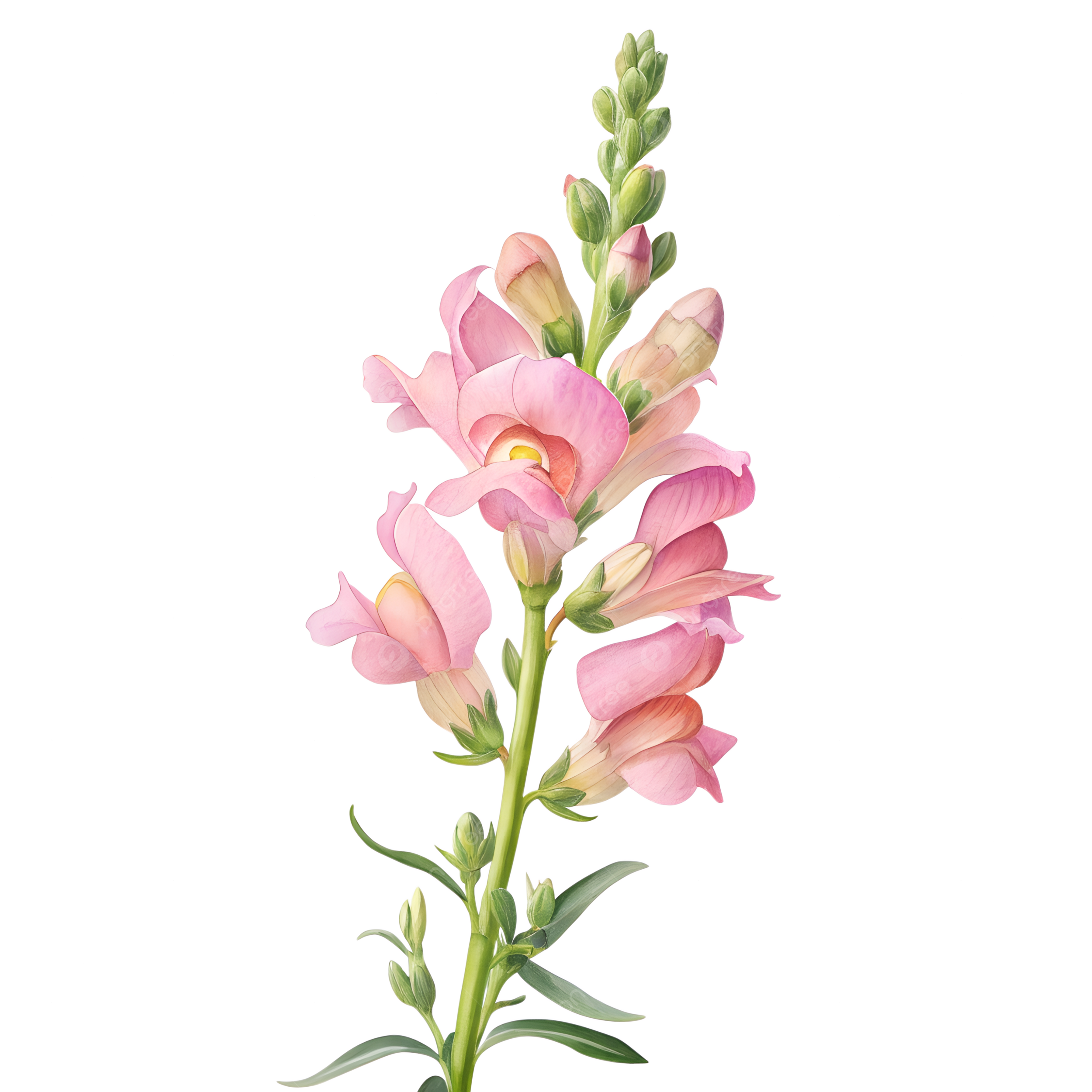 Delicate Pink Snapdragon Flower Illustration Delicate Pink Rose 