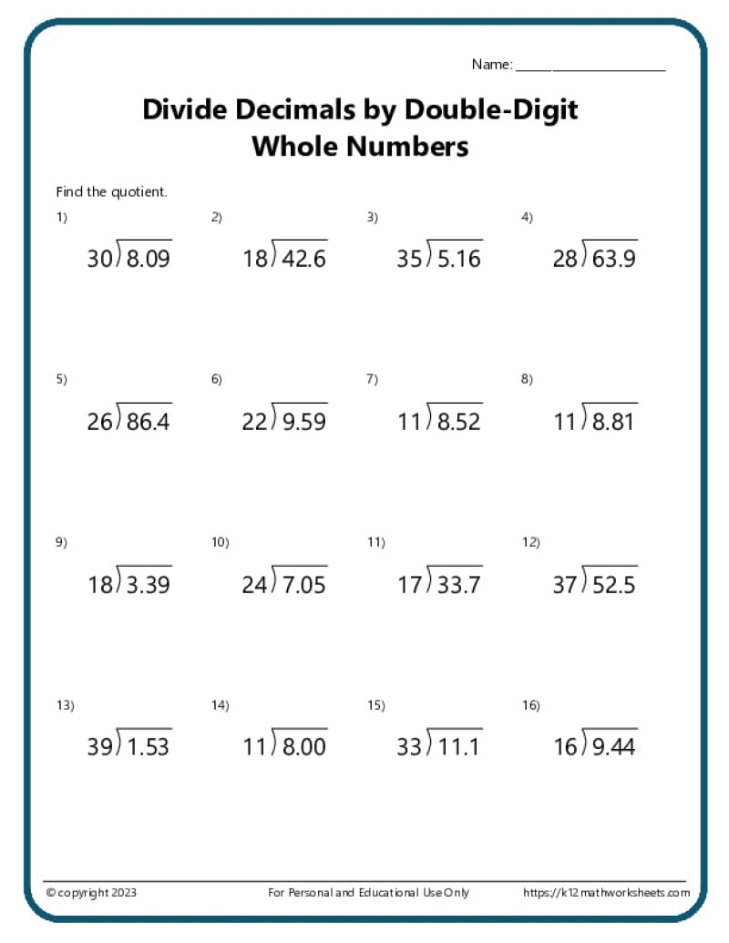 Division Worksheets K12 Math Worksheets