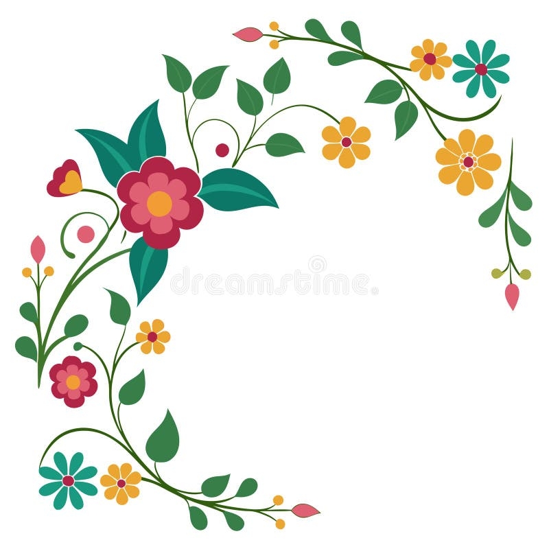 Elegant Flower Border Corner Decoration Printable Graphic Design 