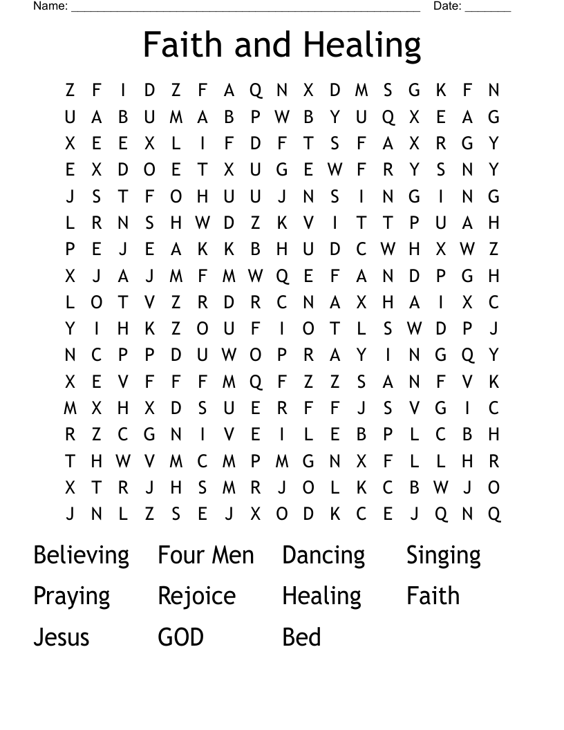 Faith And Healing Word Search WordMint