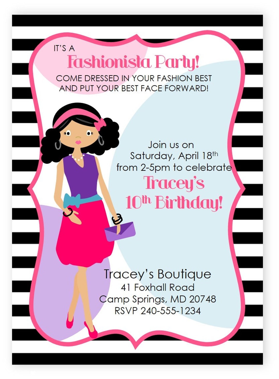 Fashionista Printable Invitation Dress up Party Sweet 16 Fashion Show Fashion Party Model Party Diva Birthday Clothing Swap Runway Etsy