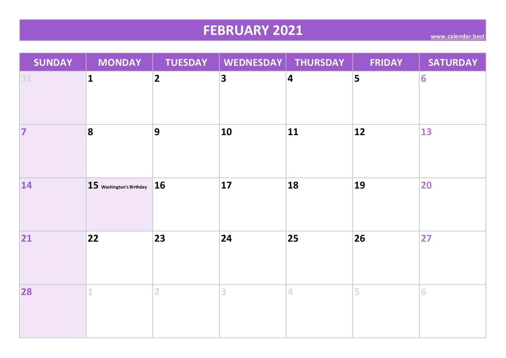 free printable monthly calendars february 2021 calendar