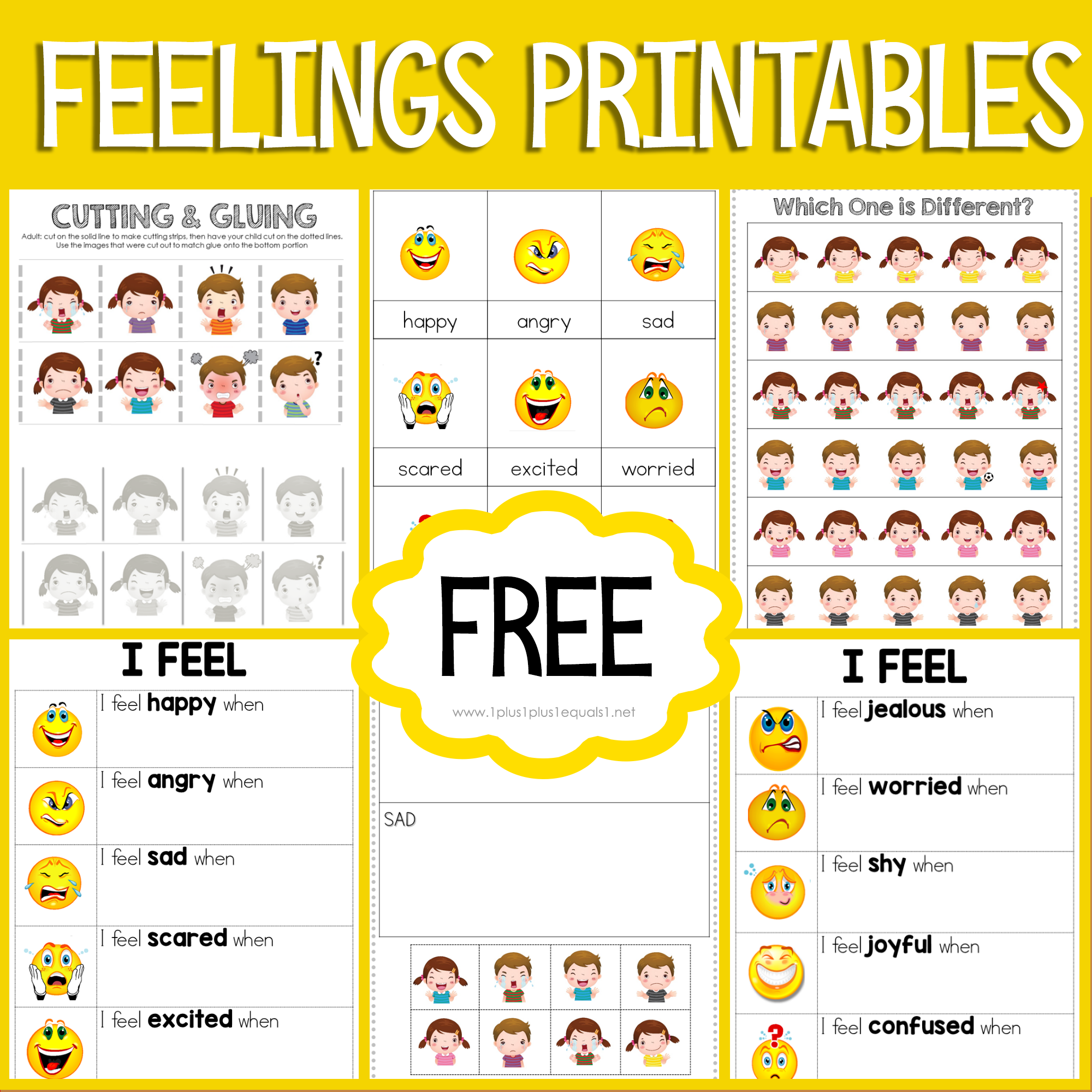 Feelings Printables For Kids 1 1 1u003d1 Feelings Printables For Kids 1 1 1u003d1