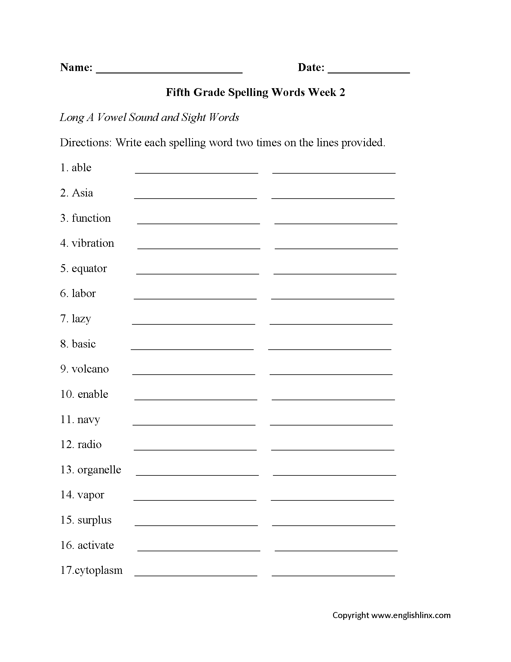 free printable 5th grade worksheets