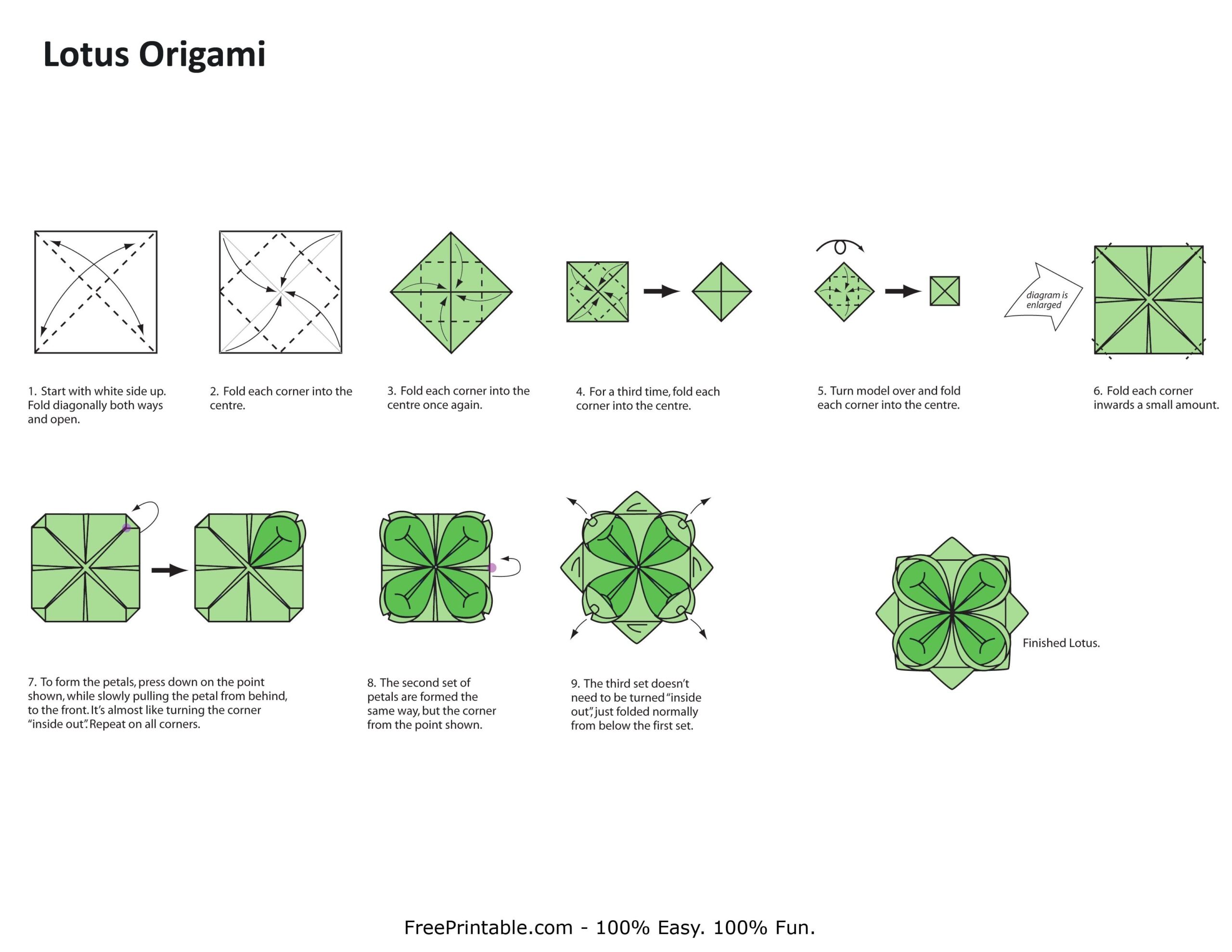 Flower Lotus Origami EMBROIDERY U0026 ORIGAMI Worksheets Library