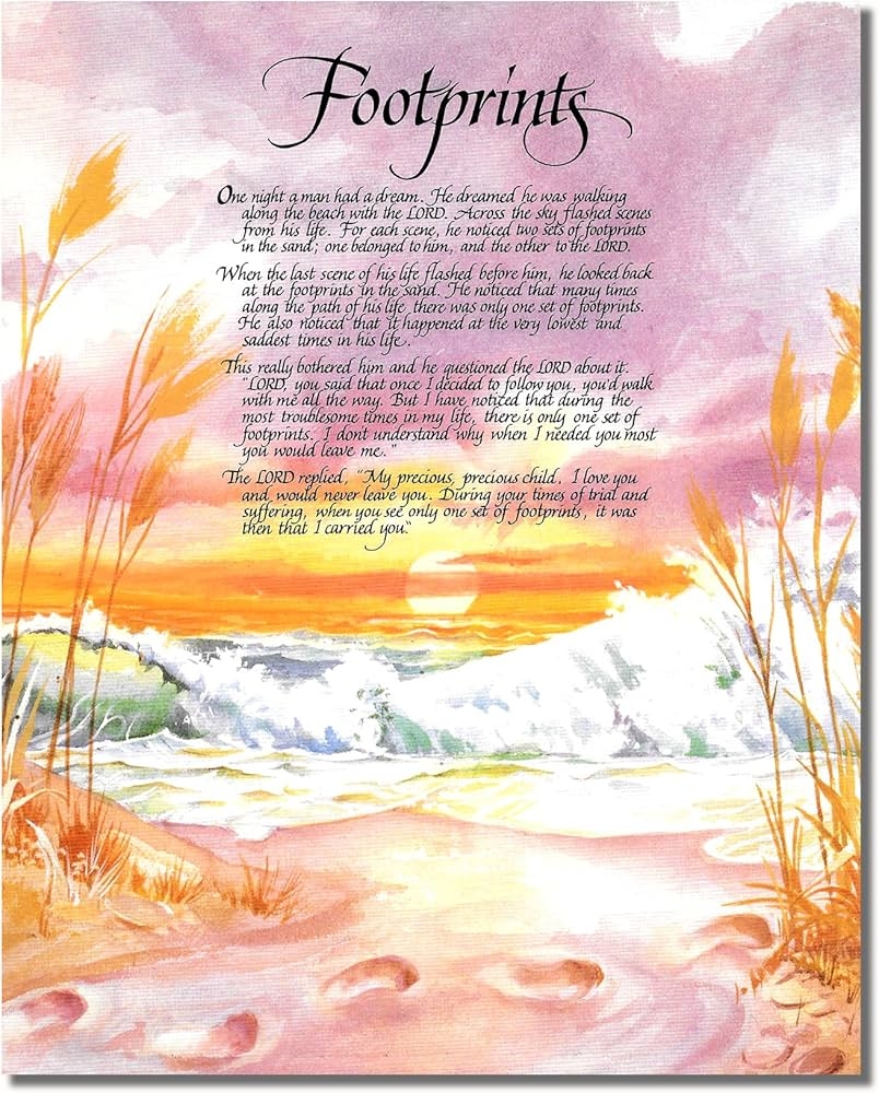 Footprints In The Sand 2 Christian Religious Wall Picture 8x10 Art Print