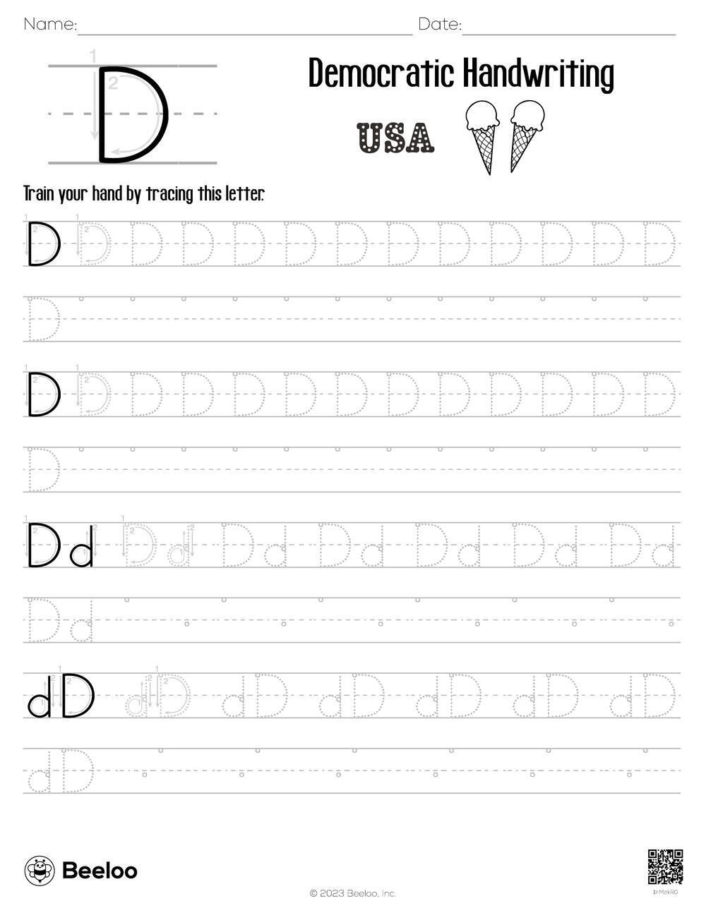 Fourth Of July themed Word Tracing Worksheets Beeloo Printable 