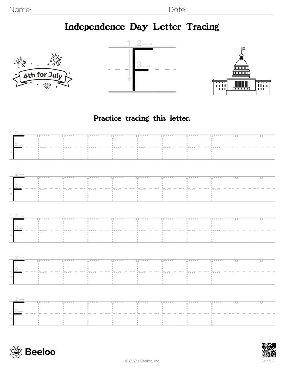 free printable july fourth handwriting template