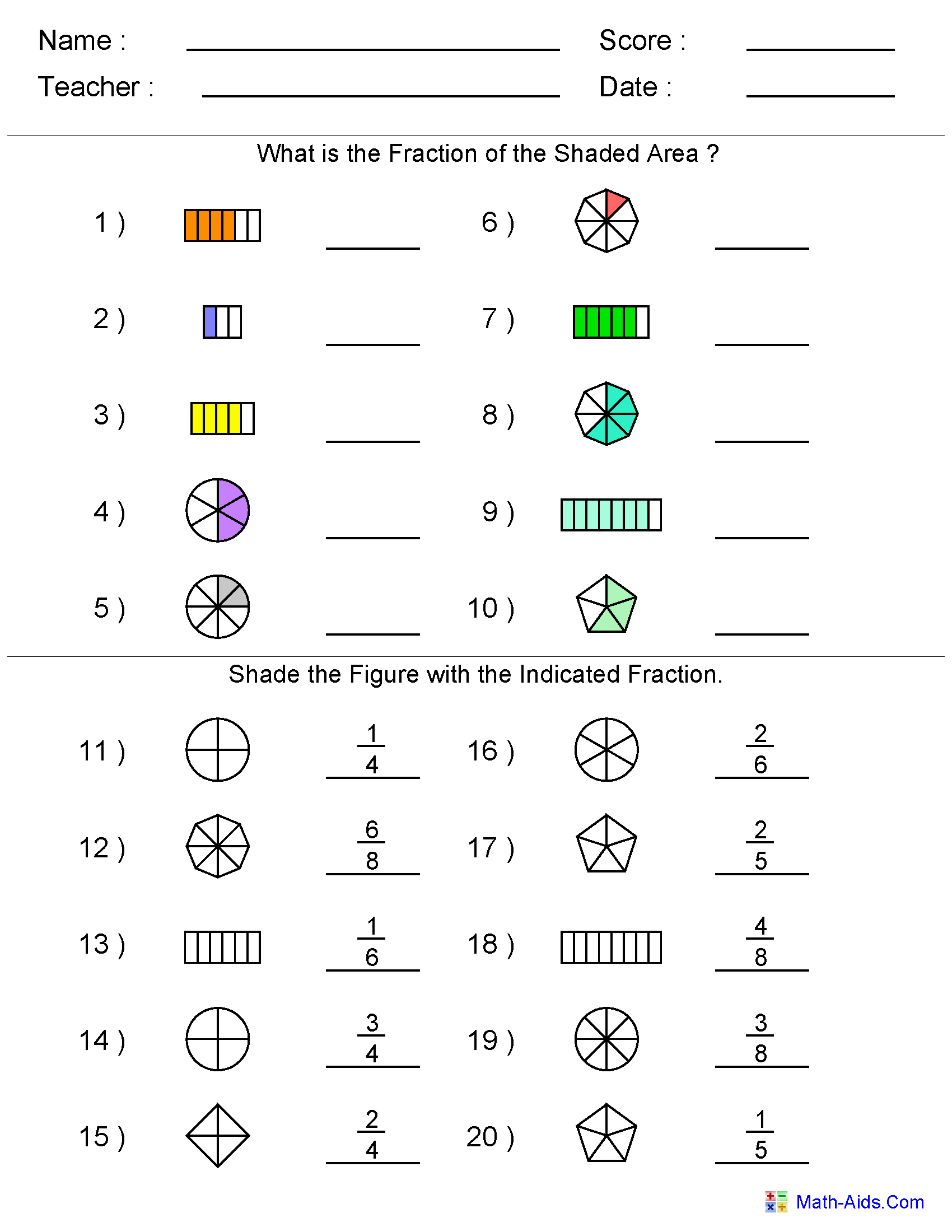 free printable classroom lessons fractions