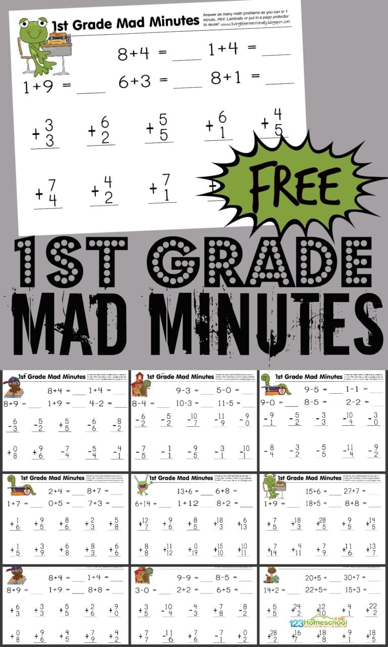 free printable math worksheets for 1st grade