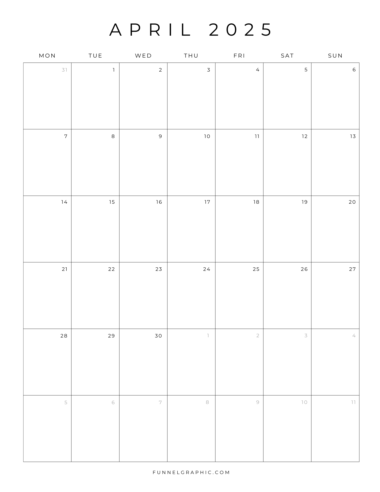 printable april 2025 calendar