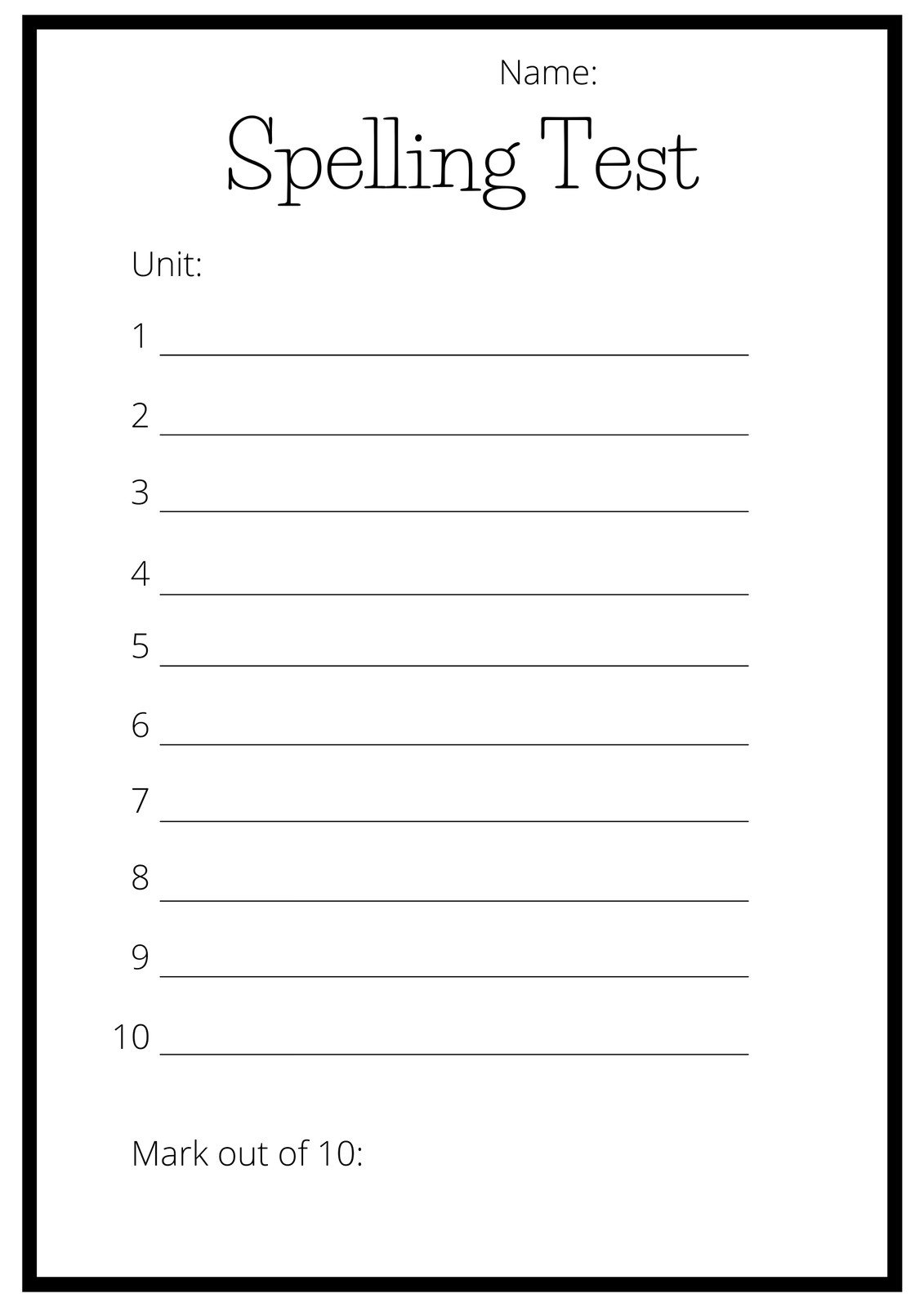free printable spelling worksheets