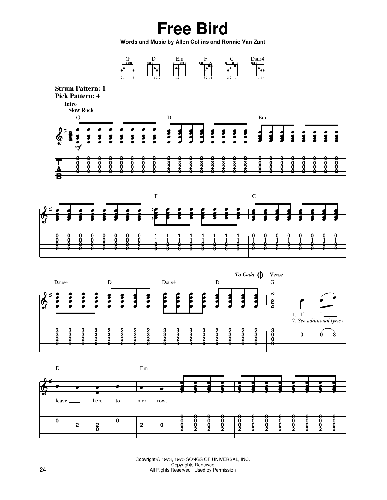 Free Bird By Lynyrd Skynyrd Sheet Music For Easy Guitar Tab At Sheet Music Direct Free Bird By Lynyrd Skynyrd Sheet Music For Easy Guitar Tab At Sheet Music Direct