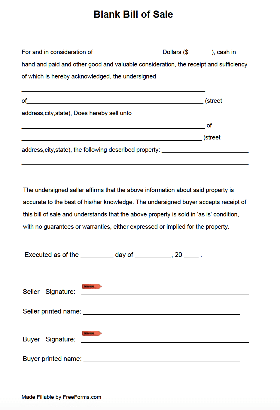 printable bill of sale
