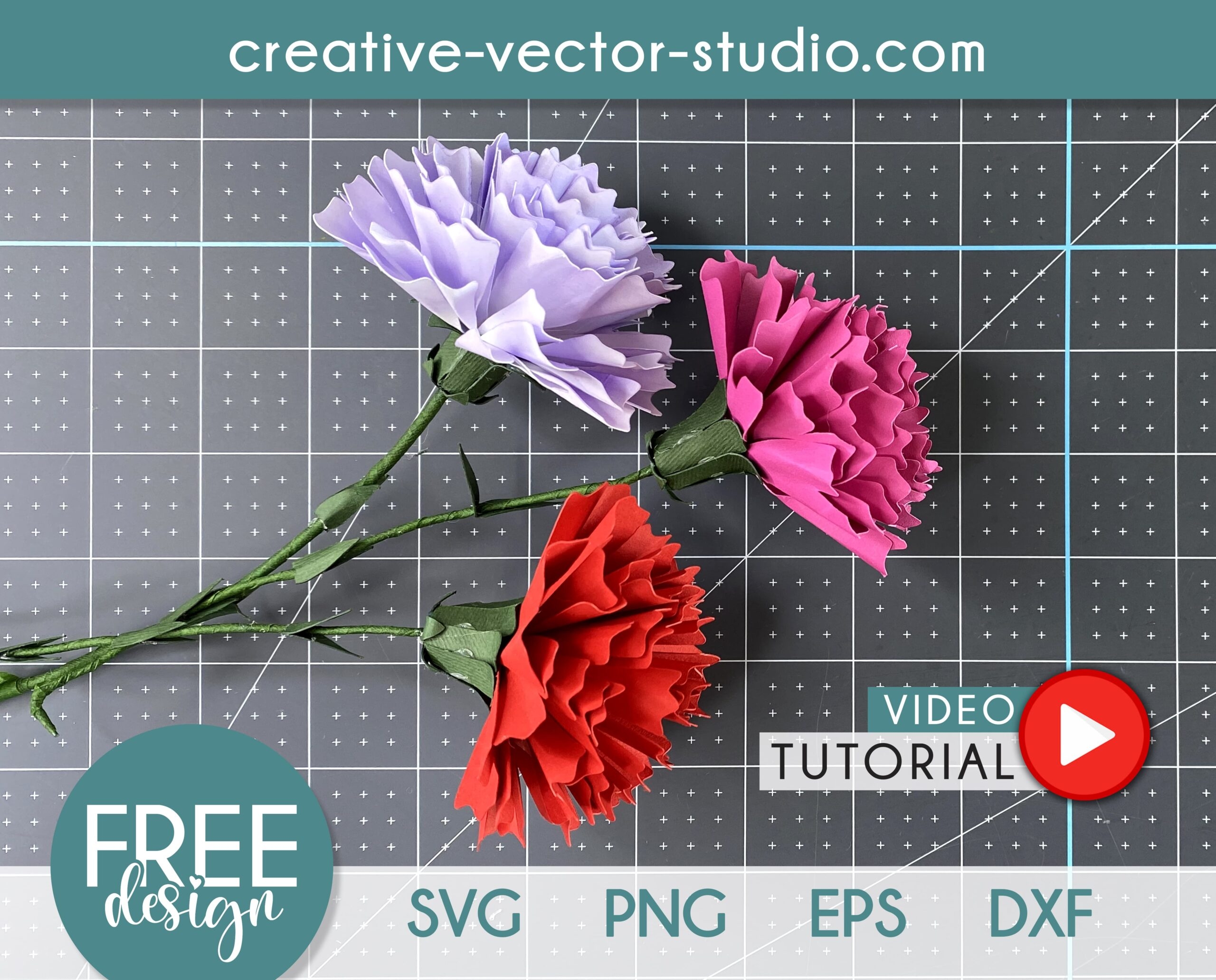 Free Carnation Paper Flower SVG Creative Vector Studio