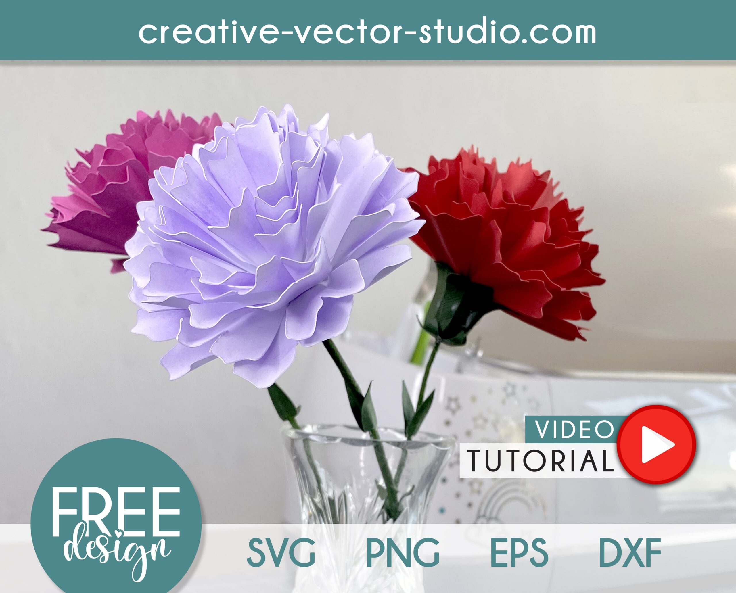 Free Carnation Paper Flower SVG Creative Vector Studio