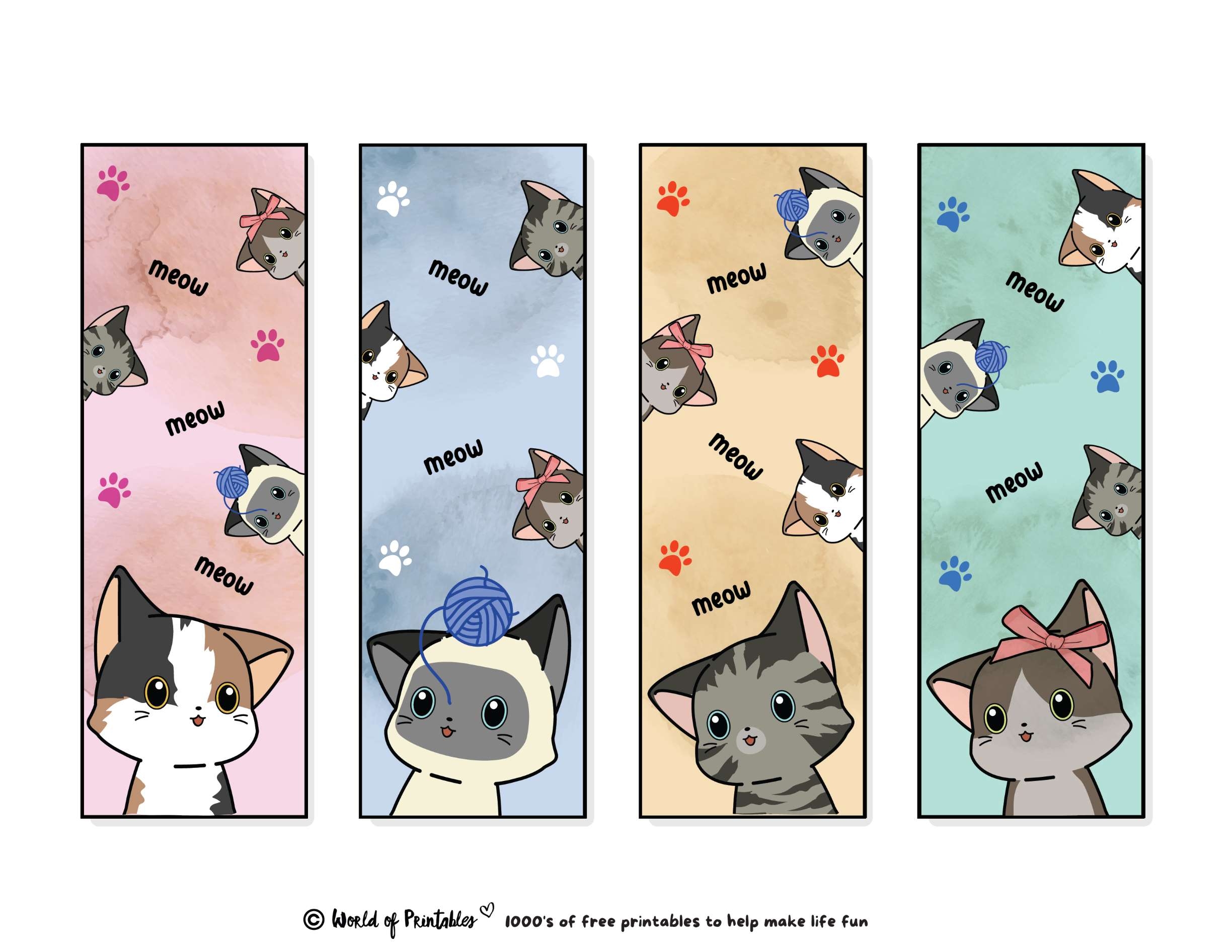 FREE Cat Bookmarks Printable Cute Craft To Color The Benson Street Worksheets Library
