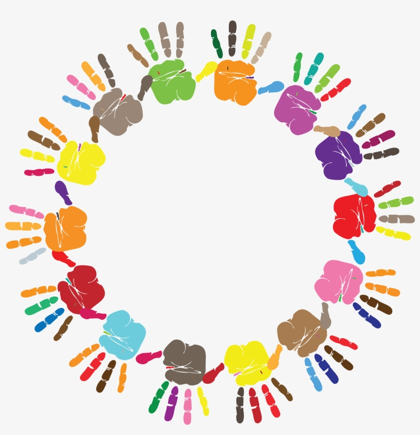Free Clipart Of A Round Frame Of Handprints In Color Colorful Hand Print Png Transparent PNG 4000x3948 Free Download On NicePNG