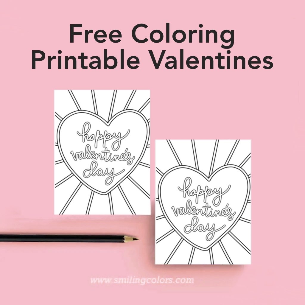 Free Coloring Printable Valentines Smiling Colors Free Coloring Printable Valentines Smiling Colors