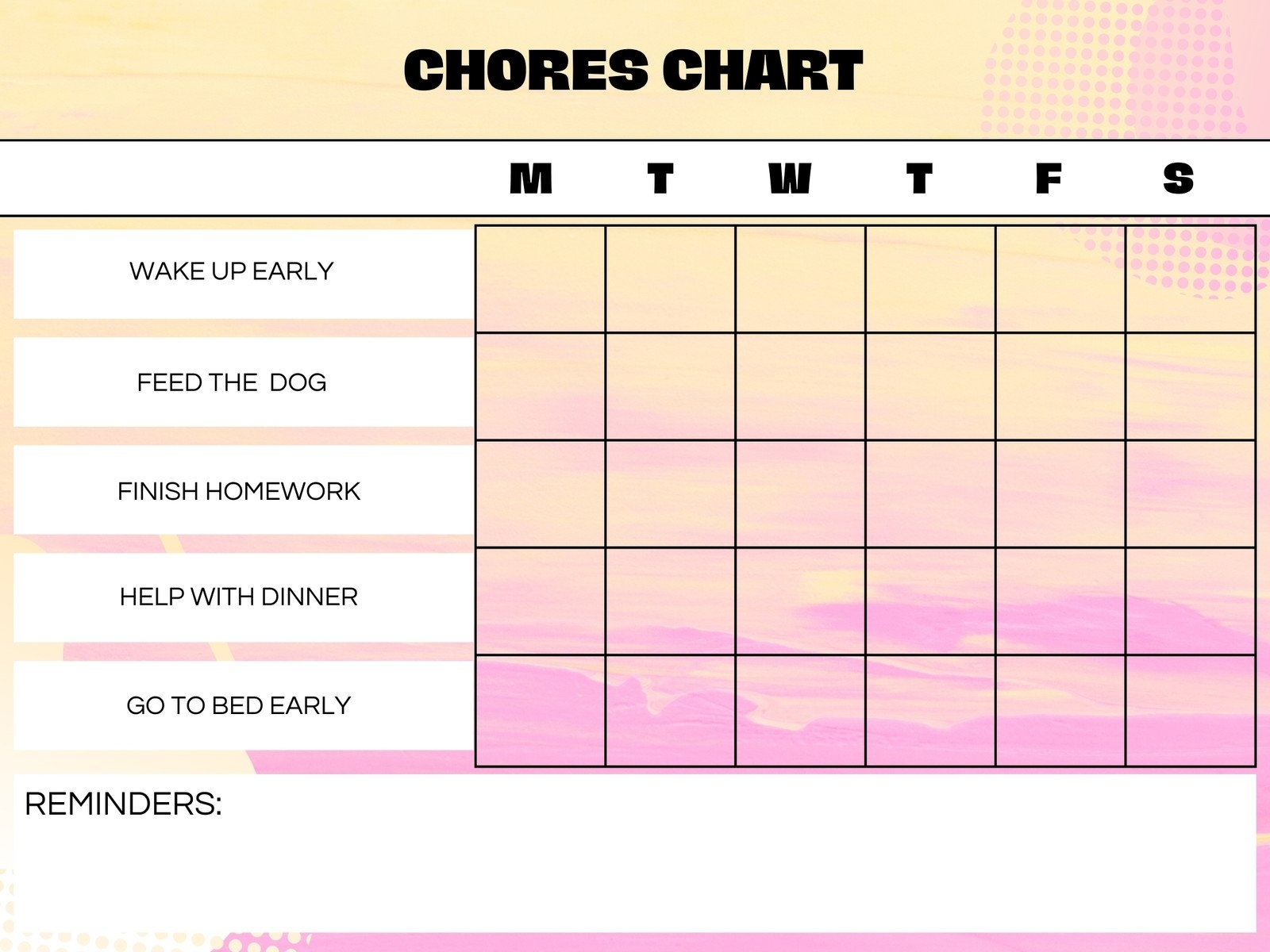Free Customizable Chore Chart Templates To Print Canva