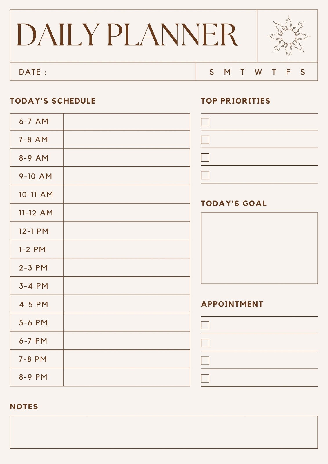 free printable daily calendar