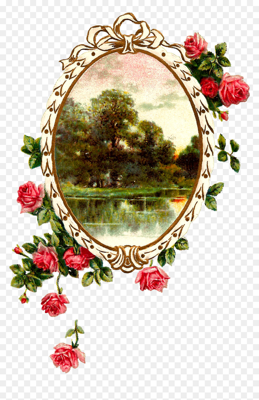 Free Digital Printable Label And Pink Rose Flower Frame Rose Flower Frames Design HD Png Download Vhv