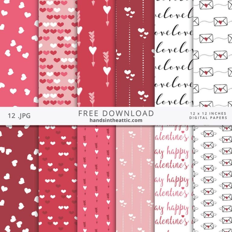 Free Digital Scrapbook Papers Hearts Love Valentine s Day 