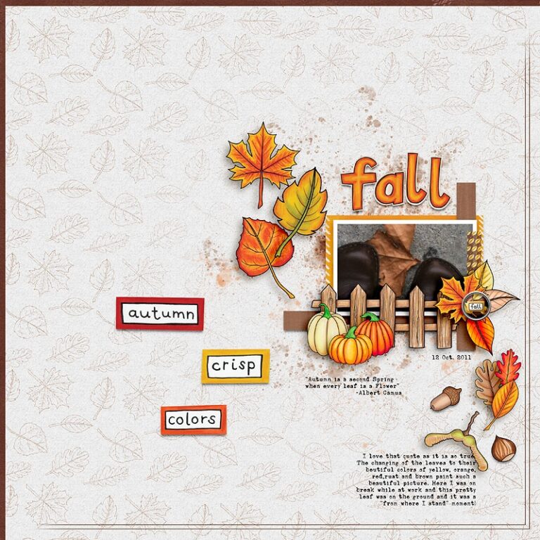Free Digital Scrapbooking Template Leaves Are Falling 2 Kate 