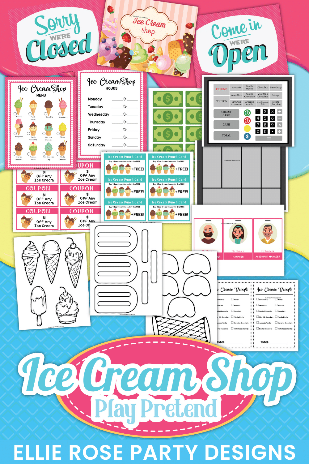 FREE ICE CREAM SHOP DRAMATIC PLAY PRINTABLES 