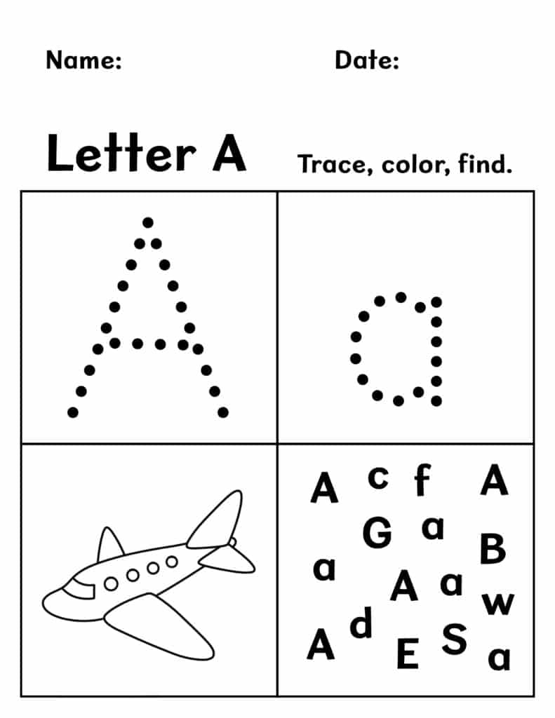 letter a worksheets free printables