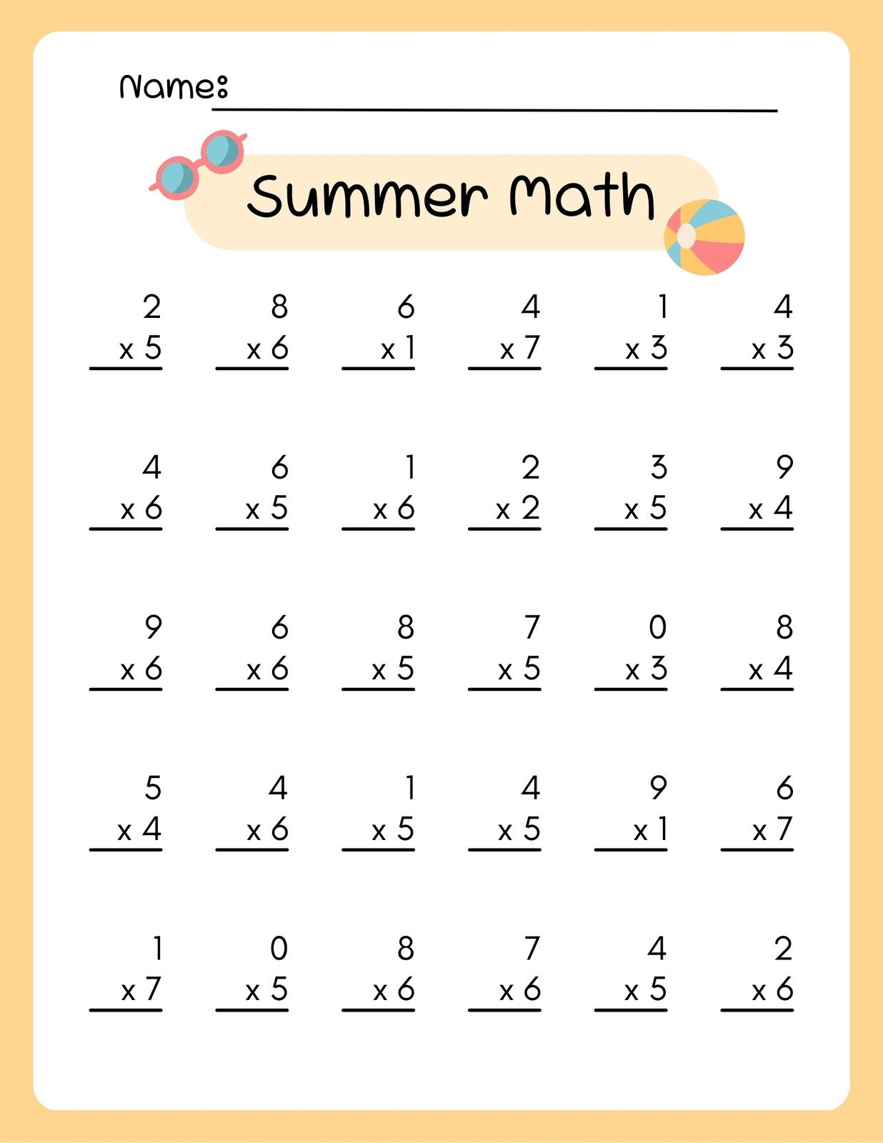 free printable multiplication worksheets pdf