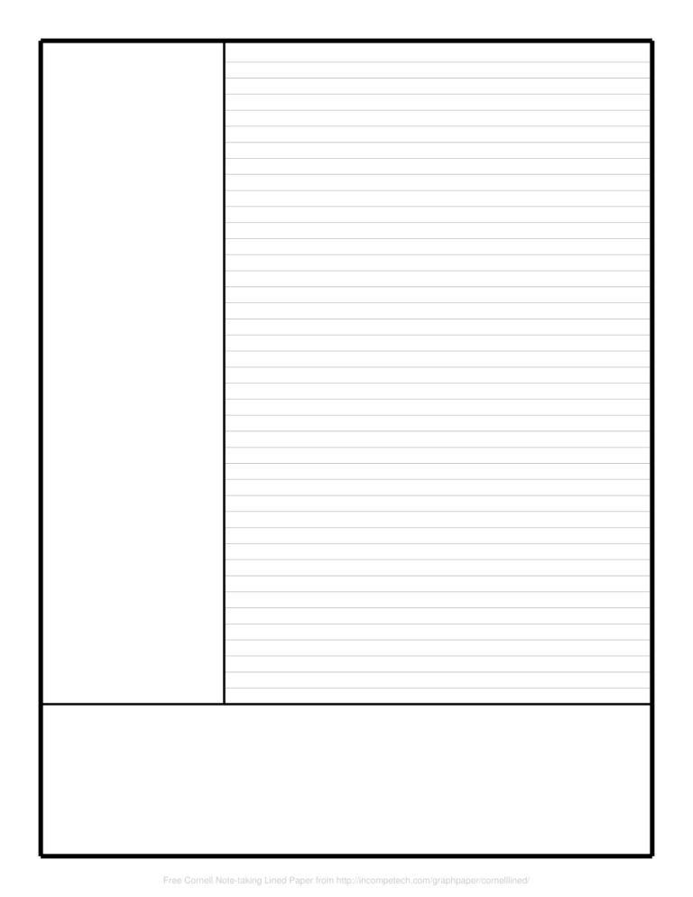 Free Online Graph Paper Cornell Note taking Lined