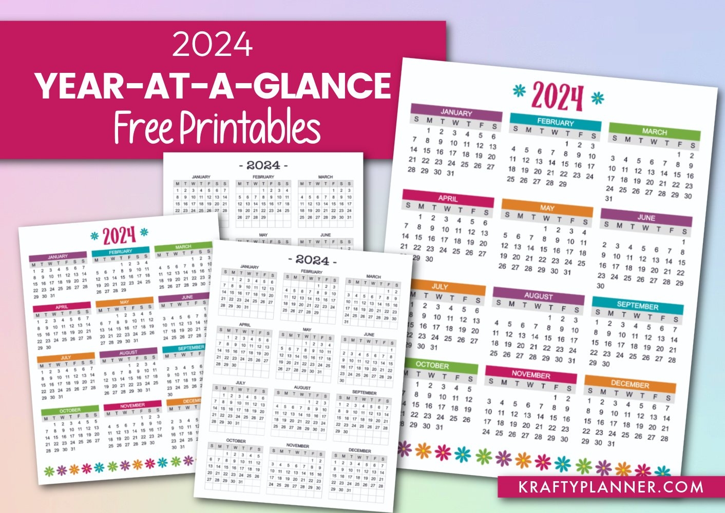 free printable yearly calendar