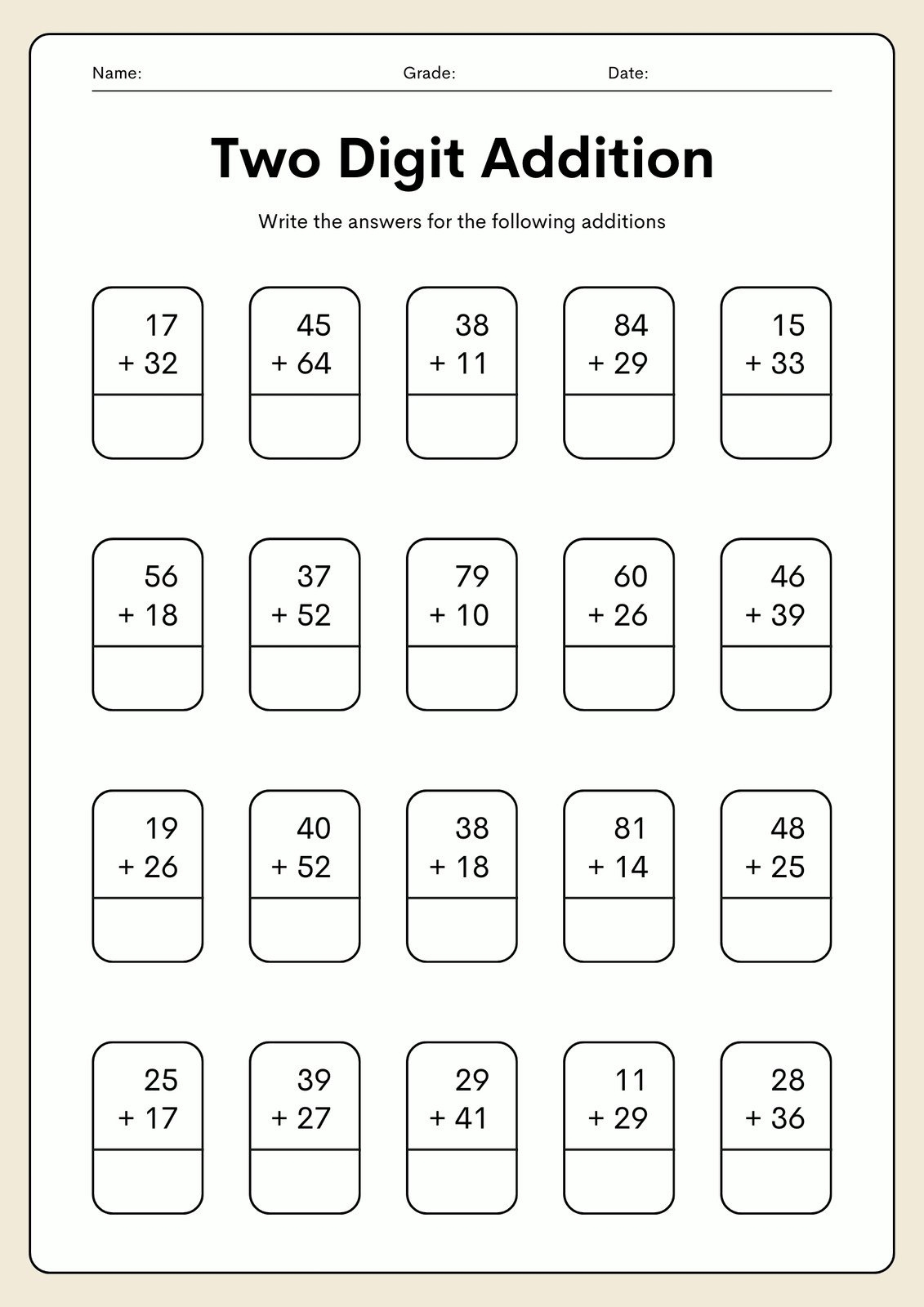 Free Printable 2nd Grade Math Worksheet Templates Canva