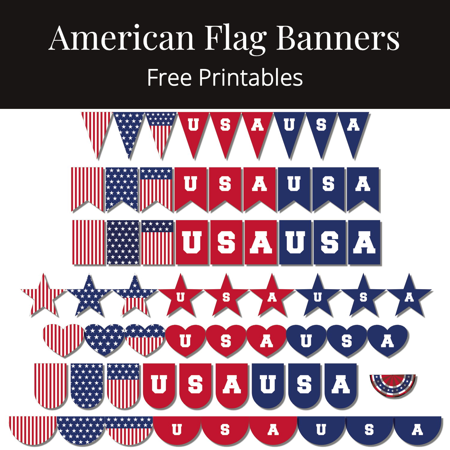 Free Printable American Flag Patriotic Banners Free Printable American Flag Patriotic Banners