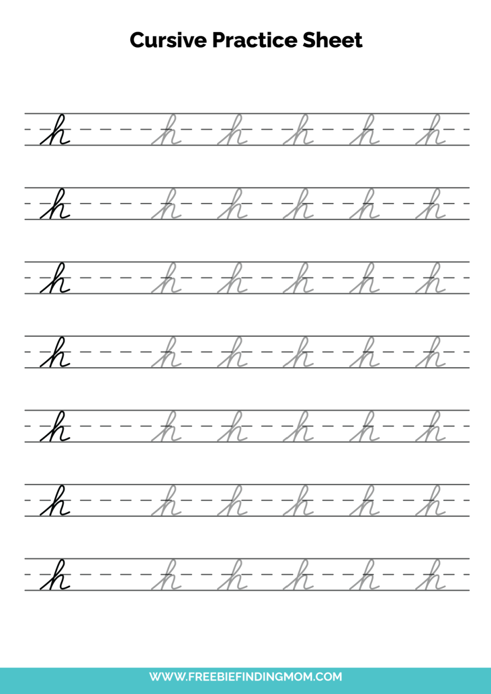 Free Printable Cursive Alphabet Practice Sheets Lowercase H