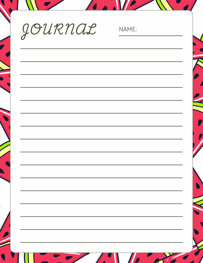 Free Printable Cute Watermelon Swirls Notebook Paper Ashley Yeo