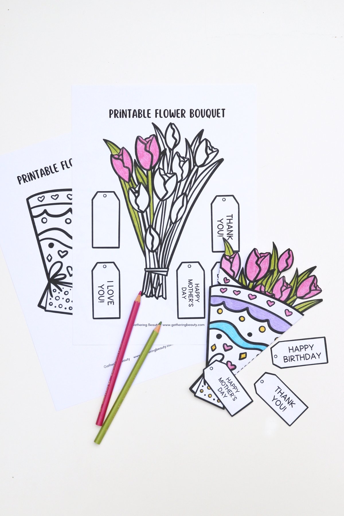 Free Printable Flower Bouquet Gathering Beauty