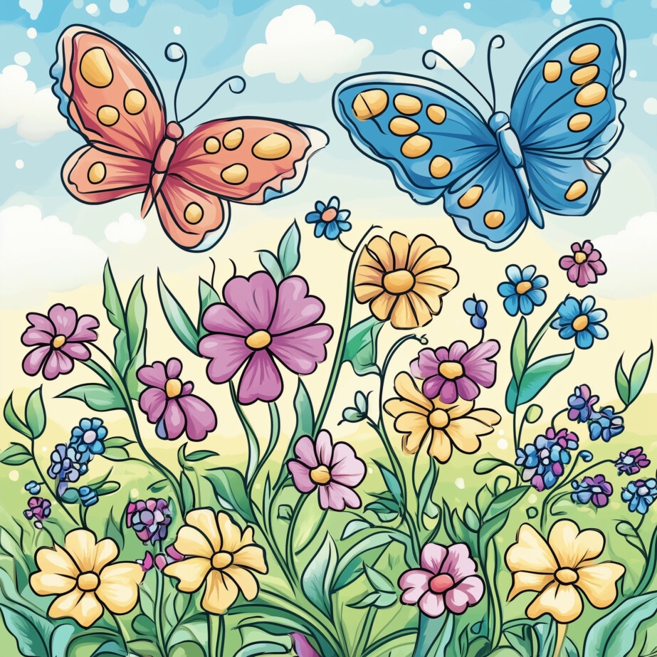 Free Printable Pictures Of Flowers And Butterflies Coloring Pages Mimi Panda