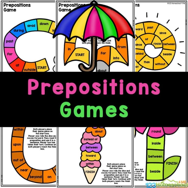 FREE Printable Prepositions Games And Activities