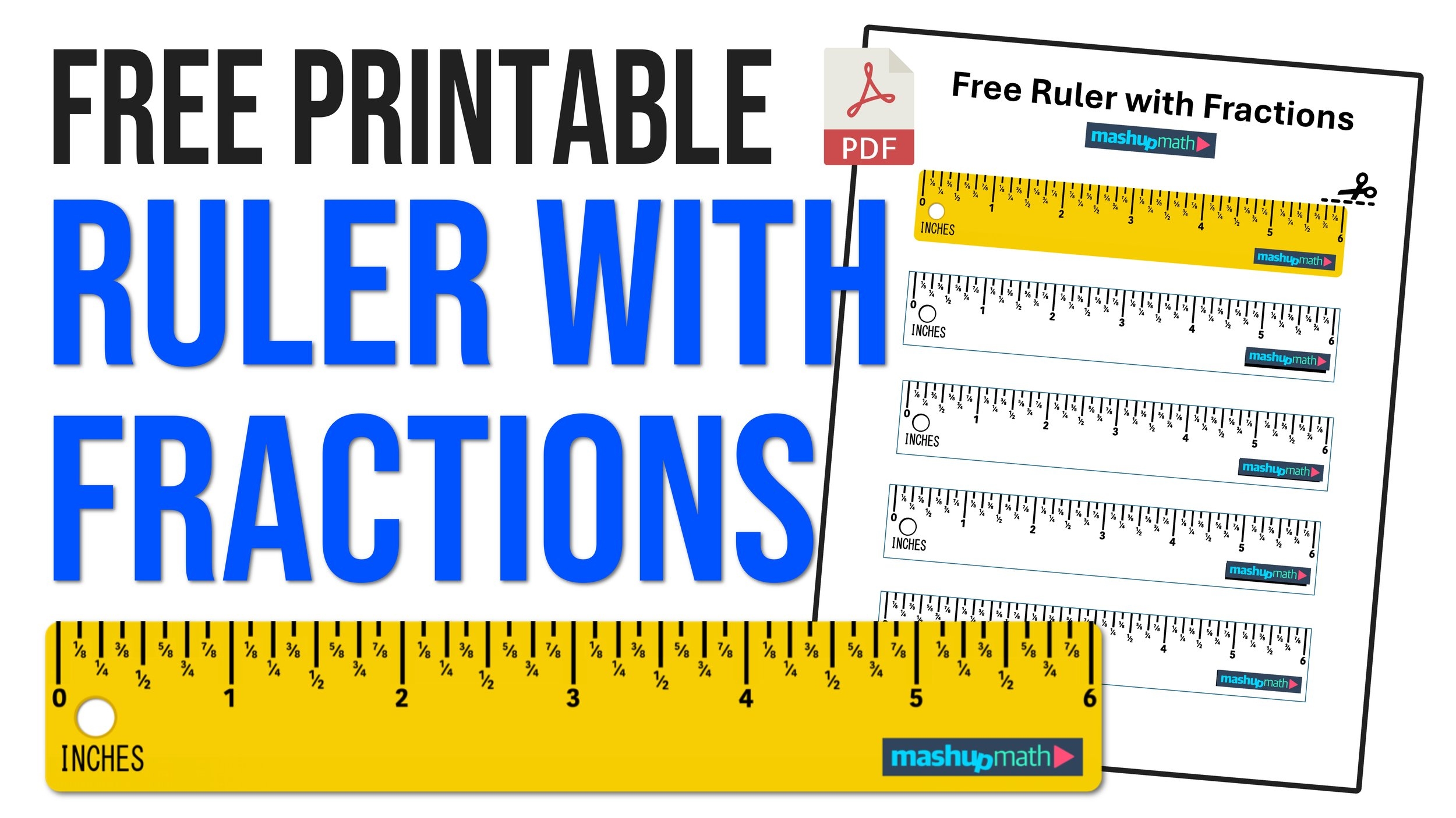 Free Printable Ruler With Fractions Mashup Math Free Printable Ruler With Fractions Mashup Math