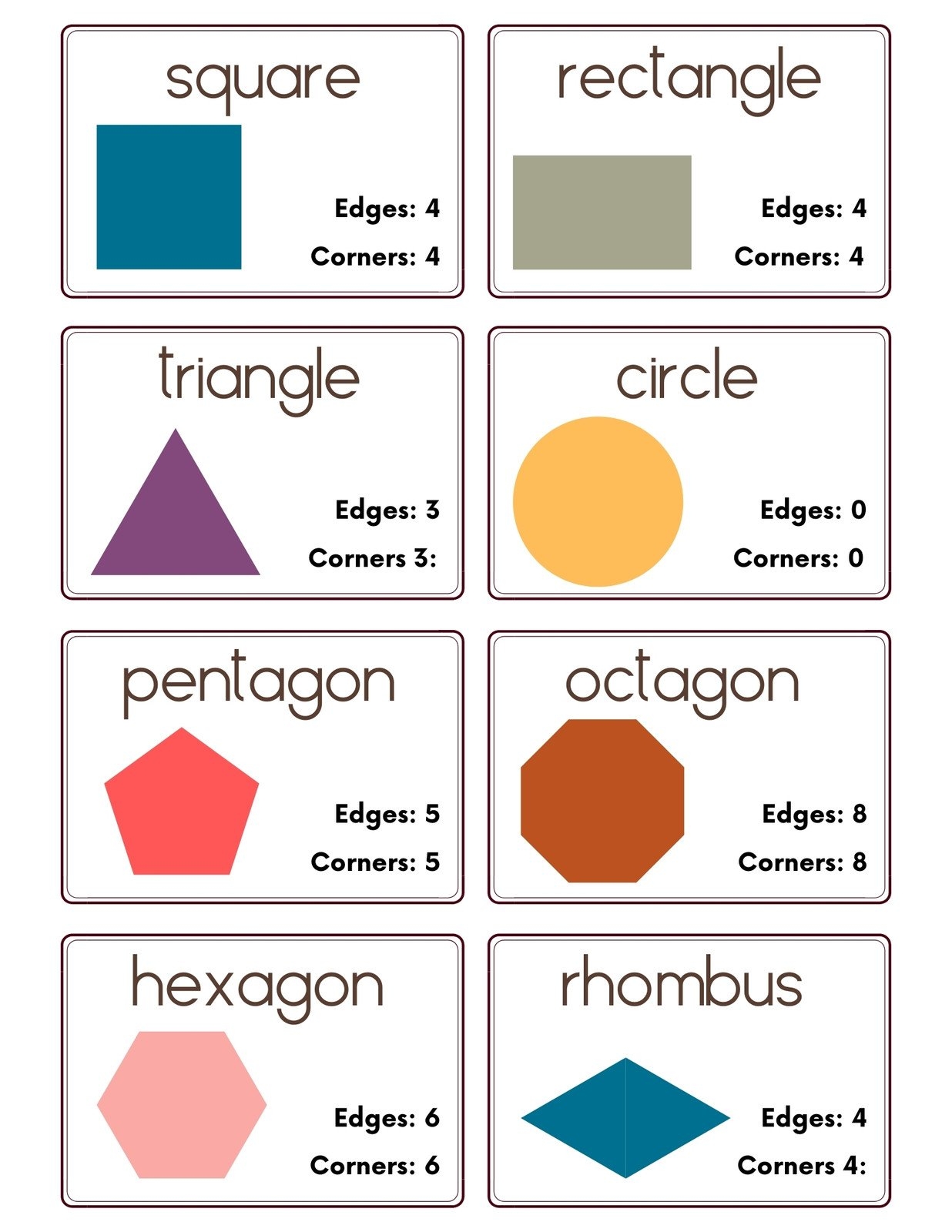 Free Printable Shapes Flashcards Templates Canva Worksheets Library