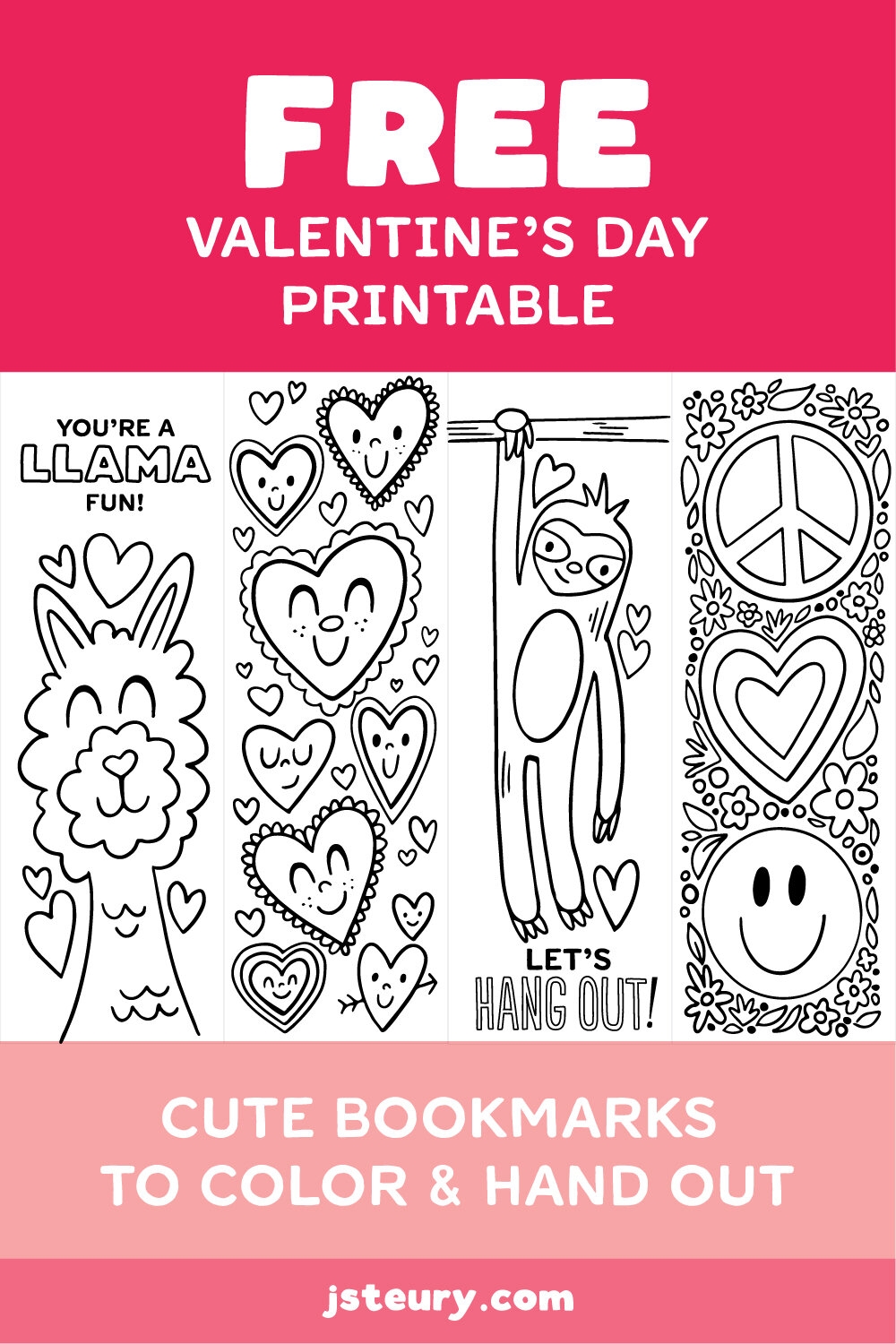 Free Printable Valentine s Day Bookmarks To Color Jessie Steury Free Printable Valentine s Day Bookmarks To Color Jessie Steury