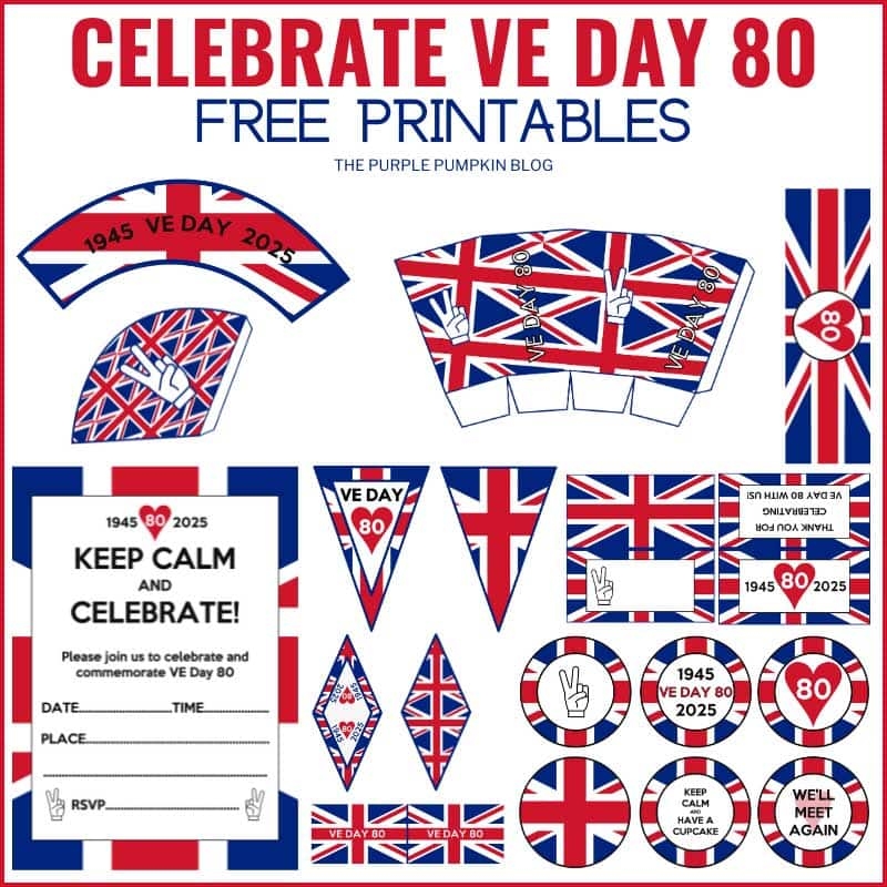Free Printable VE Day Decorations 80th Anniversary May 8th