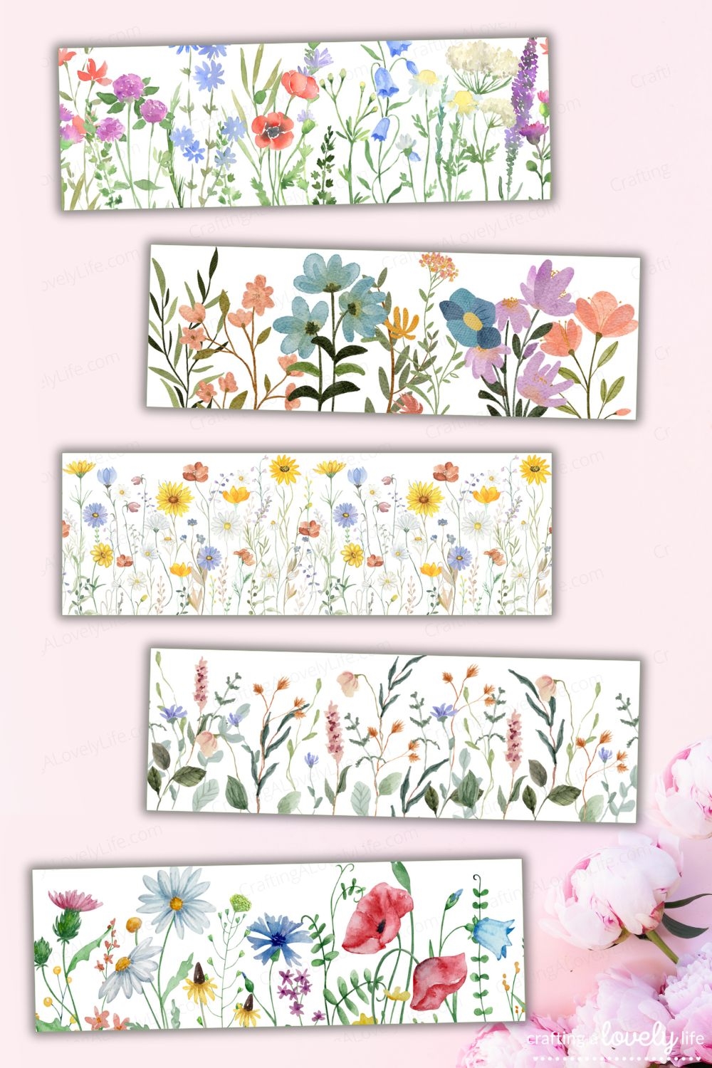 free printable flowers drawing bookmark