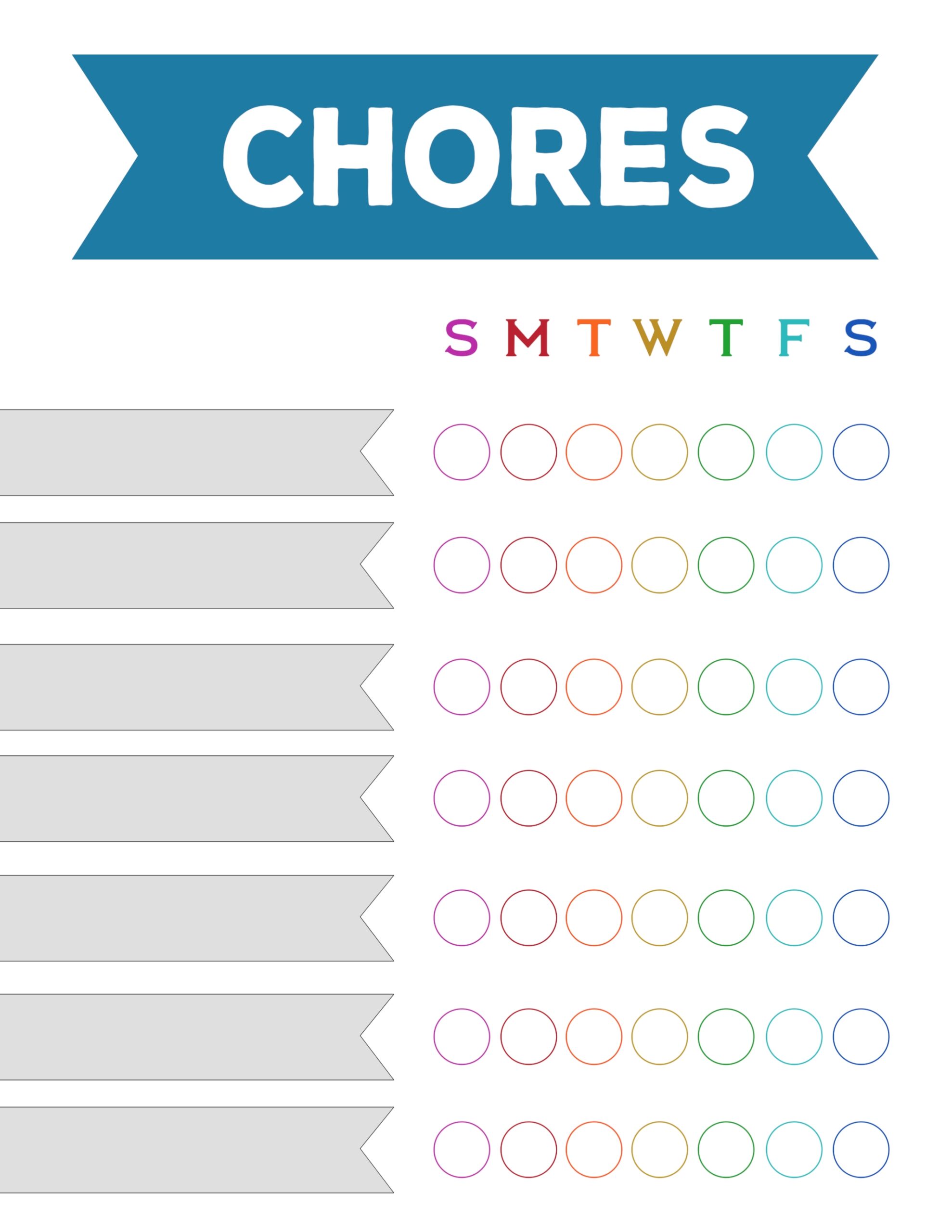 free printable chore charts monthly chore chart
